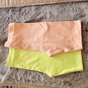 🍭NWOT🍭 H&M DIVIDED ribbed biker shorts, Size L, set of 2, lime green and peach